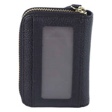 Card Wallet Black Leather 10 Slots Zipper Compact Transparent Window Card Holder for Travel Daily Outdoor In Australia - Darrahopens