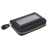 Card Wallet Black Leather 10 Slots Zipper Compact Transparent Window Card Holder for Travel Daily Outdoor In Australia - Darrahopens