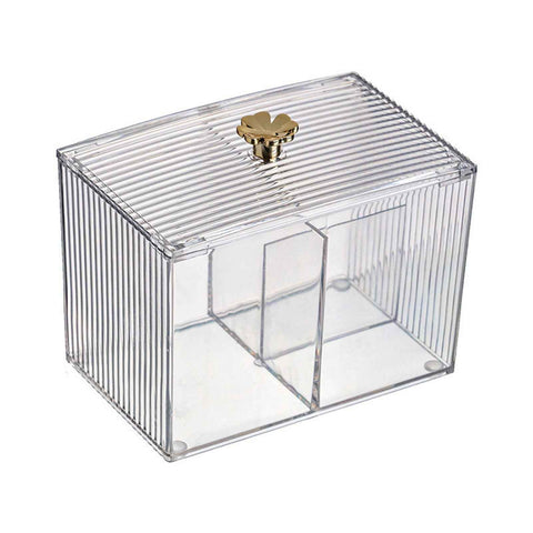 Cotton Pad Storage Box Swab Container Holder Transparent with Lid Grid for Cosmetics Desktop Decoration In Australia - Darrahopens
