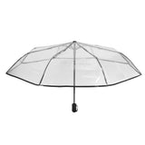 Clear Automatic Foldable Umbrella 8 Ribs 3 Folding Black Edging Transparent Auto Open Close Umbrella for Outdoor Travel Wedding