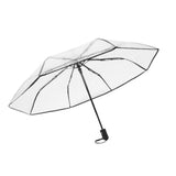 Clear Automatic Foldable Umbrella 8 Ribs 3 Folding Black Edging Transparent Auto Open Close Umbrella for Outdoor Travel Wedding