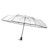 Clear Automatic Foldable Umbrella 8 Ribs 3 Folding Black Edging Transparent Auto Open Close Umbrella for Outdoor Travel Wedding