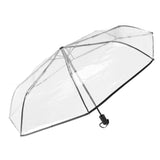 Clear Automatic Foldable Umbrella 8 Ribs 3 Folding Black Edging Transparent Auto Open Close Umbrella for Outdoor Travel Wedding