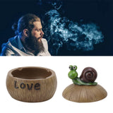 Cute Resin Ashtray Innovative Cartoon Animal Hand Painted Cigarette Ashtray with Lid for Home Living Room Office Snail