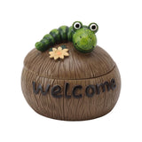 Cute Resin Ashtray Innovative Cartoon Animal Hand Painted Cigarette Ashtray with Lid for Home Living Room Office Caterpillar