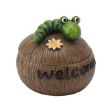 Cute Resin Ashtray Innovative Cartoon Animal Hand Painted Cigarette Ashtray with Lid for Home Living Room Office Caterpillar
