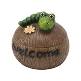 Cute Resin Ashtray Innovative Cartoon Animal Hand Painted Cigarette Ashtray with Lid for Home Living Room Office Caterpillar