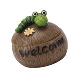 Cute Resin Ashtray Innovative Cartoon Animal Hand Painted Cigarette Ashtray with Lid for Home Living Room Office Caterpillar