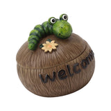 Cute Resin Ashtray Innovative Cartoon Animal Hand Painted Cigarette Ashtray with Lid for Home Living Room Office Caterpillar
