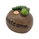 Cute Resin Ashtray Innovative Cartoon Animal Hand Painted Cigarette Ashtray with Lid for Home Living Room Office Caterpillar