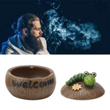 Cute Resin Ashtray Innovative Cartoon Animal Hand Painted Cigarette Ashtray with Lid for Home Living Room Office Caterpillar
