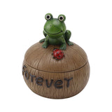 Cute Resin Ashtray Innovative Cartoon Animal Hand Painted Cigarette Ashtray with Lid for Home Living Room Office Frog
