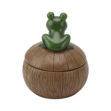 Cute Resin Ashtray Innovative Cartoon Animal Hand Painted Cigarette Ashtray with Lid for Home Living Room Office Frog