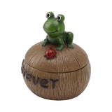 Cute Resin Ashtray Innovative Cartoon Animal Hand Painted Cigarette Ashtray with Lid for Home Living Room Office Frog