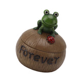 Cute Resin Ashtray Innovative Cartoon Animal Hand Painted Cigarette Ashtray with Lid for Home Living Room Office Frog