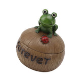 Cute Resin Ashtray Innovative Cartoon Animal Hand Painted Cigarette Ashtray with Lid for Home Living Room Office Frog