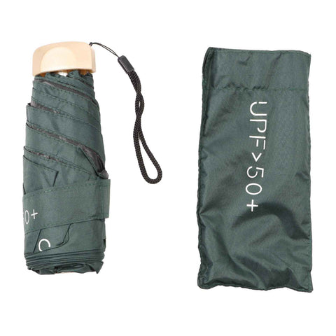6 Ribs Umbrella Sun Protection UPF50 Impact Cloth Portable Folding Umbrella for Sunny Rainy Dark Green In Australia - Darrahopens