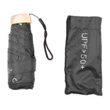 6 Ribs Umbrella Sun Protection UPF50 Impact Cloth Portable Folding Umbrella for Sunny Rainy Black In Australia - Darrahopens