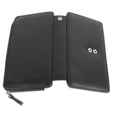 Long Wallet for Men PU Leather Frosted Retro Multifunctional Phone Card Holder Purse Business Handbag with Zipper and Strap Black In Australia - Darrahopens