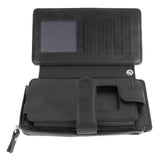 Long Wallet for Men PU Leather Frosted Retro Multifunctional Phone Card Holder Purse Business Handbag with Zipper and Strap Black In Australia - Darrahopens