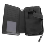 Long Wallet for Men PU Leather Frosted Retro Multifunctional Phone Card Holder Purse Business Handbag with Zipper and Strap Black In Australia - Darrahopens
