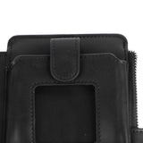 Long Wallet for Men PU Leather Frosted Retro Multifunctional Phone Card Holder Purse Business Handbag with Zipper and Strap Black