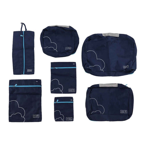 7 Pcs Luggage Packing Bags Polyester Waterproof Luggage Packing Cubes for Business Trip Travel Navy Blue In Australia - Darrahopens