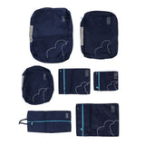 7 Pcs Luggage Packing Bags Polyester Waterproof Luggage Packing Cubes for Business Trip Travel Navy Blue