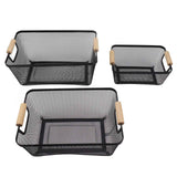 3pcs Metal Wire Storage Basket Large Capacity Decorative Sturdy Iron Art Storage Basket for Books Snacks Makeup Black In Australia - Darrahopens