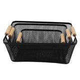 3pcs Metal Wire Storage Basket Large Capacity Decorative Sturdy Iron Art Storage Basket for Books Snacks Makeup Black In Australia - Darrahopens
