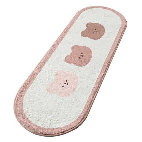 Cartoon Animal Pattern Area Rug Door Mat Soft Cute Oval Rug Bedside Carpet Decoration for Home Bedroom Brown Bear In Australia - Darrahopens