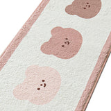 Cartoon Animal Pattern Area Rug Door Mat Soft Cute Oval Rug Bedside Carpet Decoration for Home Bedroom Brown Bear