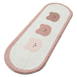 Cartoon Animal Pattern Area Rug Door Mat Soft Cute Oval Rug Bedside Carpet Decoration for Home Bedroom Brown Bear
