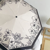 Vintage Floral Sunshade Umbrella Windproof Manual Operation Lightweight Folding Umbrella for Women Girls Kids