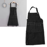 Canvas Apron Multipurpose Stylish Classic Loose Multi Pockets Wear Resistance Workshop Tool Apron for Work Home Black