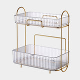 Makeup Organizer 2 Tier Bathroom Countertop Organizer Large Capacity Cosmetic Holder Shelf for Bedroom Dresser Transparent