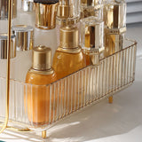 Makeup Organizer 2 Tier Bathroom Countertop Organizer Large Capacity Cosmetic Holder Shelf for Bedroom Dresser Amber