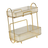 Makeup Organizer 2 Tier Bathroom Countertop Organizer Large Capacity Cosmetic Holder Shelf for Bedroom Dresser Amber