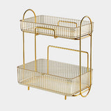 Makeup Organizer 2 Tier Bathroom Countertop Organizer Large Capacity Cosmetic Holder Shelf for Bedroom Dresser Amber