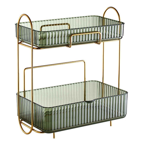 Makeup Organizer 2 Tier Bathroom Countertop Organizer Large Capacity Cosmetic Holder Shelf for Bedroom Dresser Green In Australia - Darrahopens