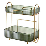 Makeup Organizer 2 Tier Bathroom Countertop Organizer Large Capacity Cosmetic Holder Shelf for Bedroom Dresser Green In Australia - Darrahopens