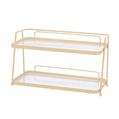 2 Tier Bathroom Countertop Organizer Counter Standing Rack Cosmetic Holder Storage Shelf Cosmetic Organizer Holder Cream Yellow In Australia - Darrahopens
