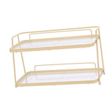 2 Tier Bathroom Countertop Organizer Counter Standing Rack Cosmetic Holder Storage Shelf Cosmetic Organizer Holder Cream Yellow In Australia - Darrahopens