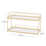 2 Tier Bathroom Countertop Organizer Counter Standing Rack Cosmetic Holder Storage Shelf Cosmetic Organizer Holder Cream Yellow