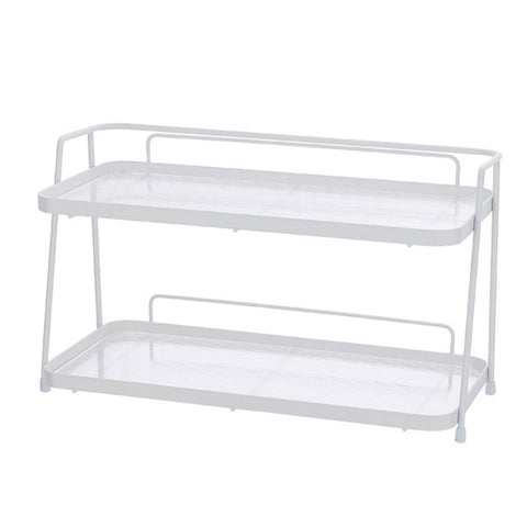 2 Tier Bathroom Countertop Organizer Counter Standing Rack Cosmetic Holder Storage Shelf Cosmetic Organizer Holder White