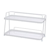 2 Tier Bathroom Countertop Organizer Counter Standing Rack Cosmetic Holder Storage Shelf Cosmetic Organizer Holder White