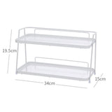 2 Tier Bathroom Countertop Organizer Counter Standing Rack Cosmetic Holder Storage Shelf Cosmetic Organizer Holder White