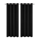 Grommet Blackout Curtains Punch Free Thermal Insulated Room Darkening Curtains for Bedroom Living Room Black 132x213cm / 52.0x83.9in