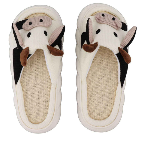 Linen Slippers Wear Resistant Comfortable Open Toe Indoor Slippers Sandals for 4 Season Cow Cartoon Pattern 42 43 Size In Australia - Darrahopens