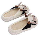 Linen Slippers Wear Resistant Comfortable Open Toe Indoor Slippers Sandals for 4 Season Cow Cartoon Pattern 42 43 Size In Australia - Darrahopens